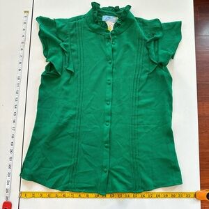 CeCe Emerald Ruffle Sleeve Blouse